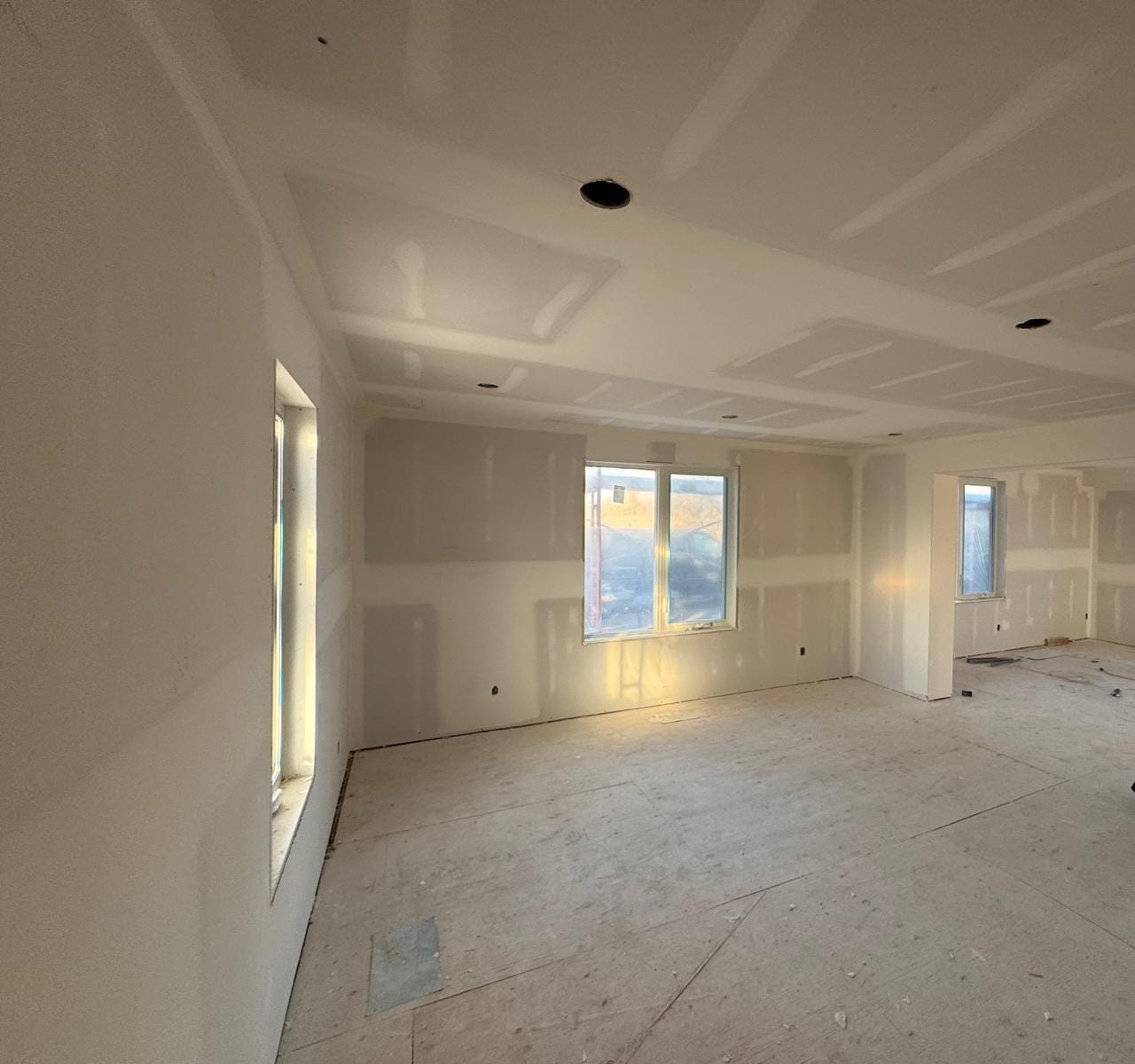 Drywall installation for a modern residential space